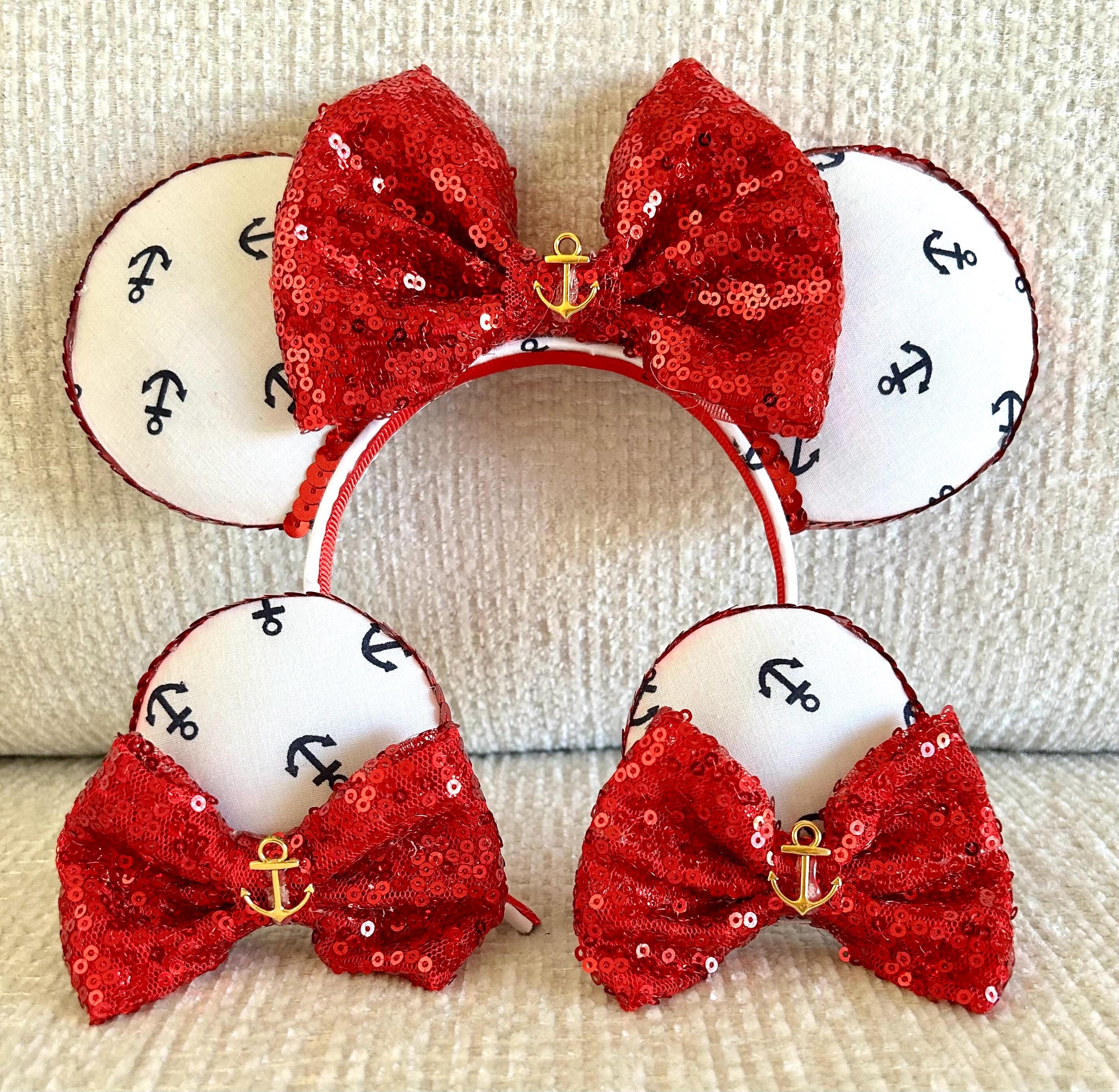 Disney Cruise Minnie Mouse Ears, Nautical Sequin Bow. - Etsy display picture 1