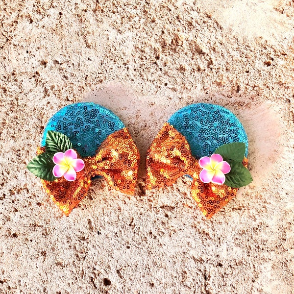 Moana Inspired Minnie Mouse Hair Clip Set