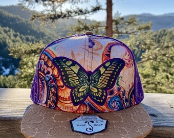 Butterfly Metamorphosis Hat - Morgan Mandala x Randal Roberts x Grassroots embroidered sublimation cap - limited edition festival hat