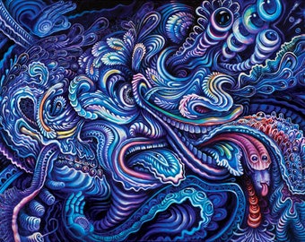 Wowza! - 16 x 20 Print by Morgan Mandala, Randal Roberts, and Mr. Melty - Heavy Paper Fine Art - Face Melt Psychedelic Art