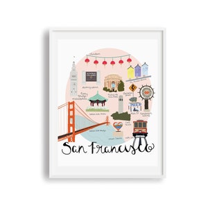 San Francisco CA Print, Mapa de San Francisco, San Francisco, California