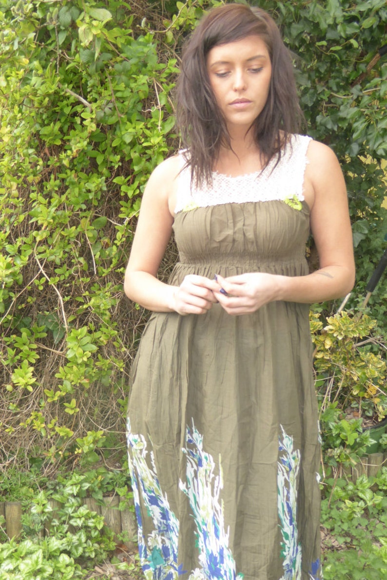 Boho Dress in green Maxi Dress Summer Dress Fae Dress