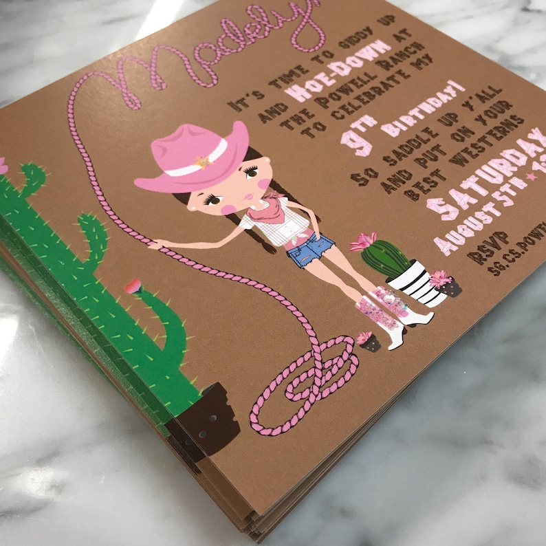 or Printed for additional charge Cactus Cowgirl Printable Invitation