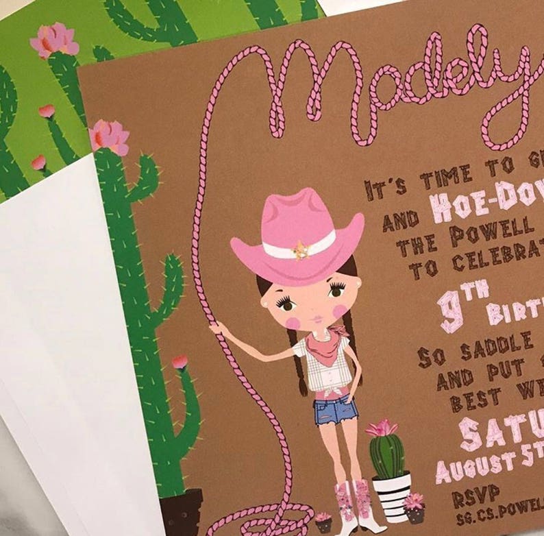 or Printed for additional charge Cactus Cowgirl Printable Invitation