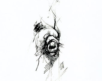 Horse head, equine art, original pen drawing on paper