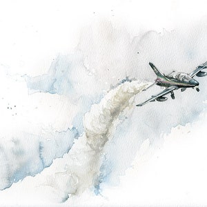 Solista, Frecce Tricolori, aviation art, original watercolor painting