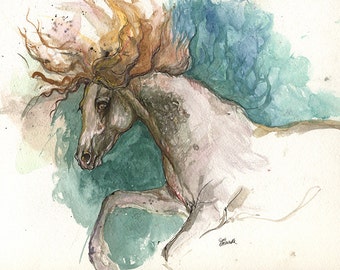 the andalusian horse original watercolor painting