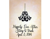 Fairy Tale Wedding Personalized Sign Canvas Painting Happily Ever After Reception Decoration Chandelier Image Bride Groom Names Wedding Date