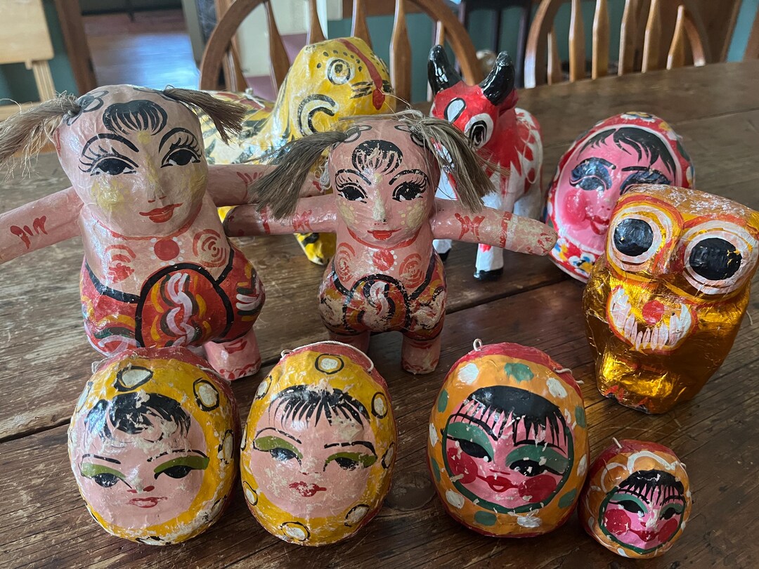 Vintage Burmese Paper Maché & Wooden Toys - Etsy