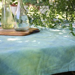 Green shibori tablecloth - Artisan tie-dye tablecloth  1.50 x 2.37 m (59"x 93")