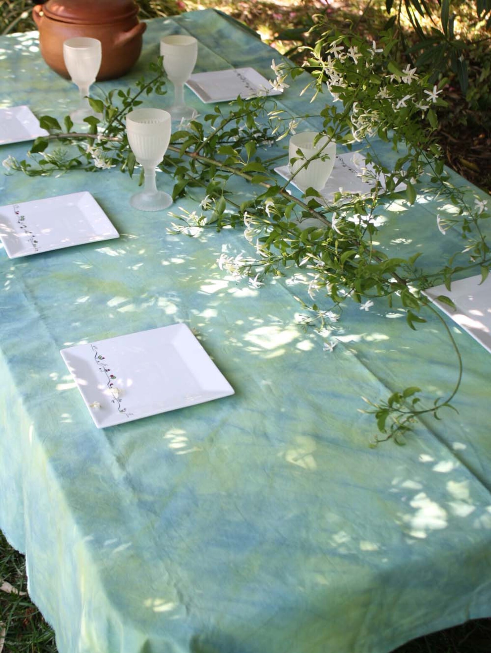 Green Shibori Tablecloth Artisan Tiedye Tablecloth 1.50 X Etsy