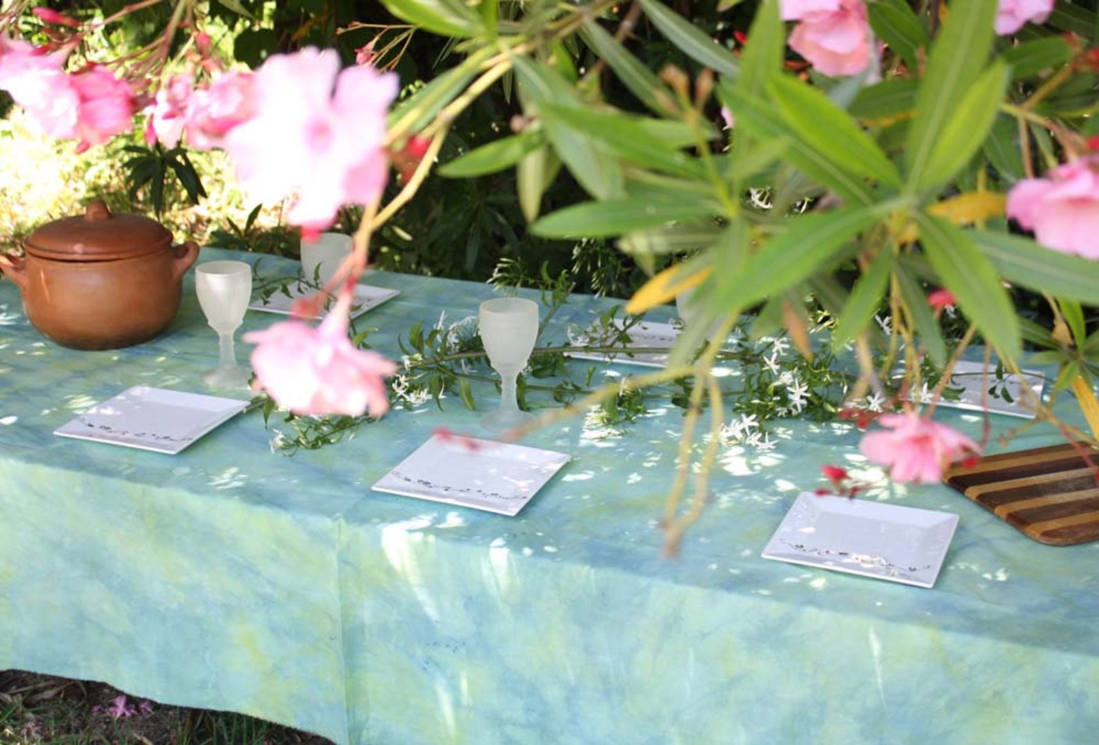 Green Shibori Tablecloth Artisan Tiedye Tablecloth 1.50 X Etsy