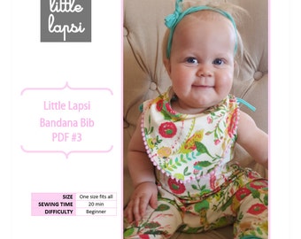 Bandana Bib PDF Pattern. baby bib pattern. Printable pattern by Little Lapsi