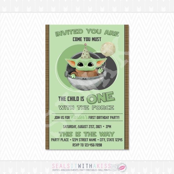 Easy Editable Instant Download! The Child (Baby Yoda) Birthday Invitation