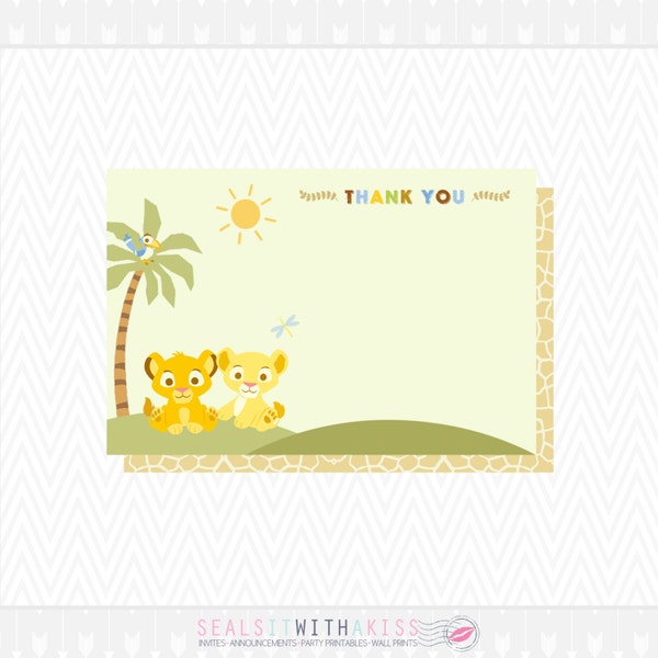 Lion King Baby Shower Thank You Card Etsy