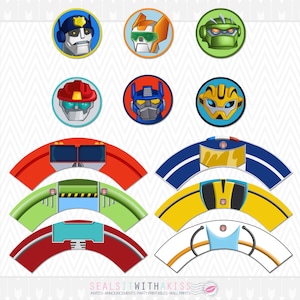 Transformers Rescue Bots Cupcake Toppers and Wrappers Instant Download