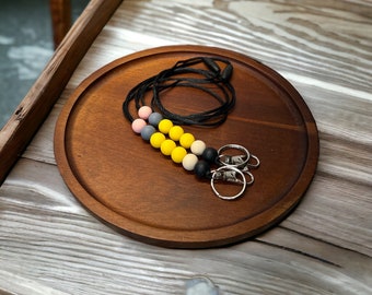 Silicone Beaded Lanyard, Breakaway Clasp, Badge Holder