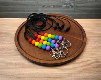 Silicone Beaded Lanyard with Breakaway Clasp, ID Badge Holder
