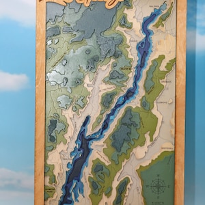 Mapa topográfico en capas del lago George, Nueva York
