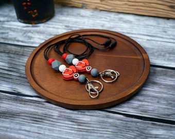 Silicone Beaded Lanyard with Breakaway Clasp, Badge Holder