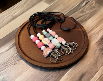 Beaded Silicone Lanyard with Breakaway Clasp, Teacher Nurse ID Badge Holder