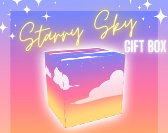 LOOTABLES Starry Sunset Party Box - Papercraft Gift Box| INSTANT Download | 1 each- .png .svg .pdf | Gift Box | Easy | Children's Party