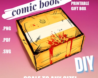 DIY- PRINTABLE Yellow Splatter Loot Box | Easy Download | Easy Build | SVG -png -pdf | Stash Box