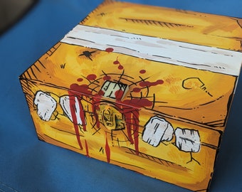 Comic-style Bloody Yellow Loot Chest (square)