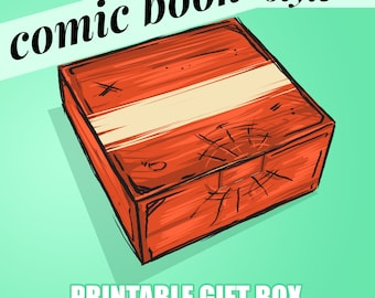 DIY- Druckbare Comic-Stil Tyrannosaurus RED Loot Box | Einfacher Download | Einfacher Aufbau | SVG Vektor -png -pdf | Geschenkkarten Box
