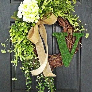 Smaller Version of The "Louisa" Wreath :) Intricate Designed Summer Wreath, French Country Wreath, With Moss, Burlap and Hydrangeas