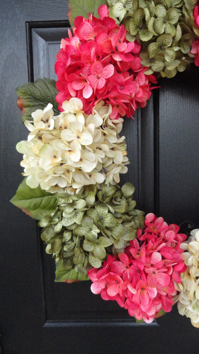 Large, Full, Customizeable Hydrangea Door Wreath for Spring and Summer, 24 Wreath With Monogram image 2