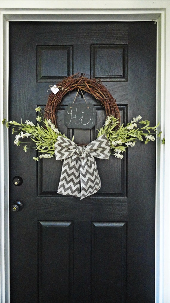 Items similar to Chalkboard Wreath With Antique White