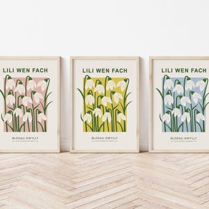 Lili Wen Fach Snowdrops Eirlys Poster Art Print, Blodau Gwyllt, Welsh Home Decor, Flower Market Poster Print