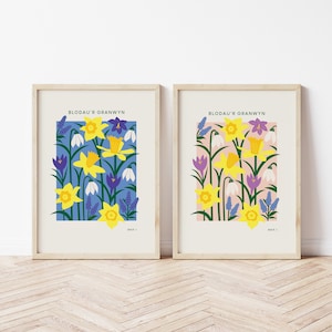 Blodau'r Granwyn, Welsh Home Decor, Spring Flowers Art Print, Welsh Flowers Wall Art Print