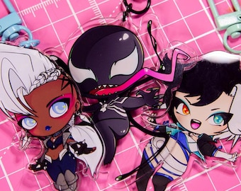 Chibi Rivals - Luna, Storm y Venom - Llavero acrílico de doble cara