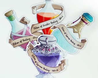 Conjunto de pegatinas Pociones de curación DnD