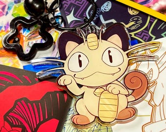 Lucky Meowth - Pokemon - Double Sided Acrylic Keychain