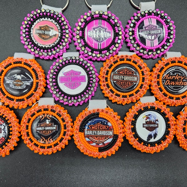 Porte-clés perlé amérindien Harley Davidson Cabs