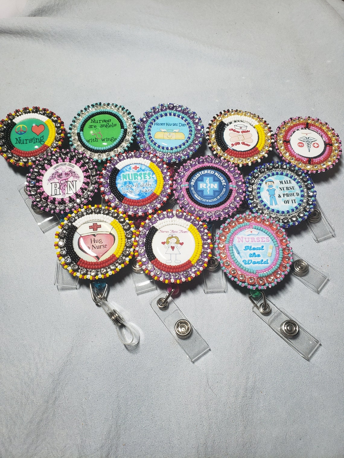 Native American Beaded badge ID holder clip Nurses hospital Etsy