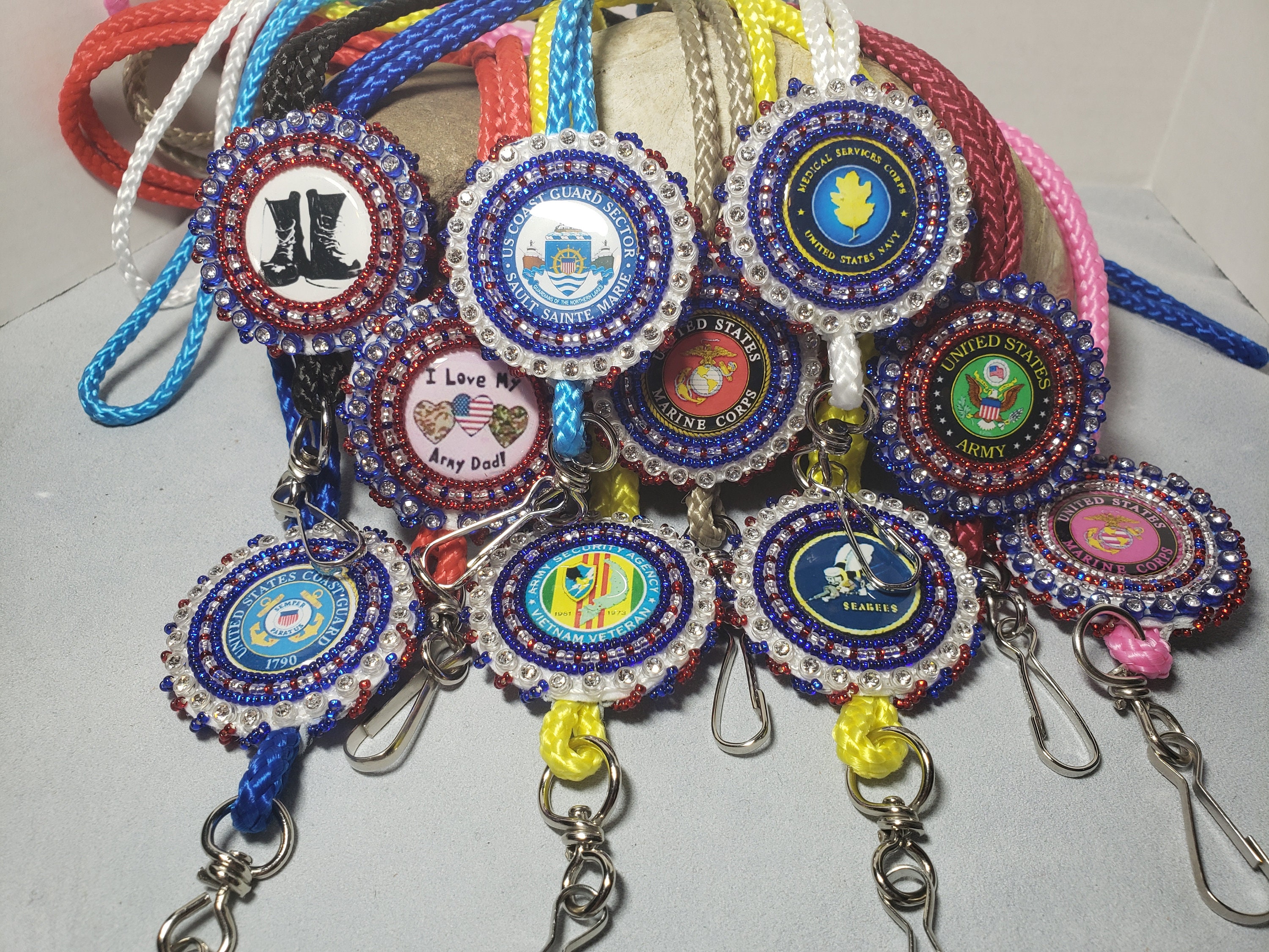 Native American Beaded Badge ID Holder Military Lanyard Etsy