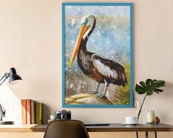 Pelican by the Shore Gouache Art Print