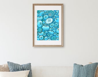 Jellyfish painting, ocean life artwork, jellyfish print, art print, matted print, ready to frame, standard size artwork