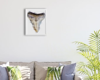 Watercolor Shark Tooth Painting Print