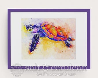 Colorful Sea Turtle Art Print