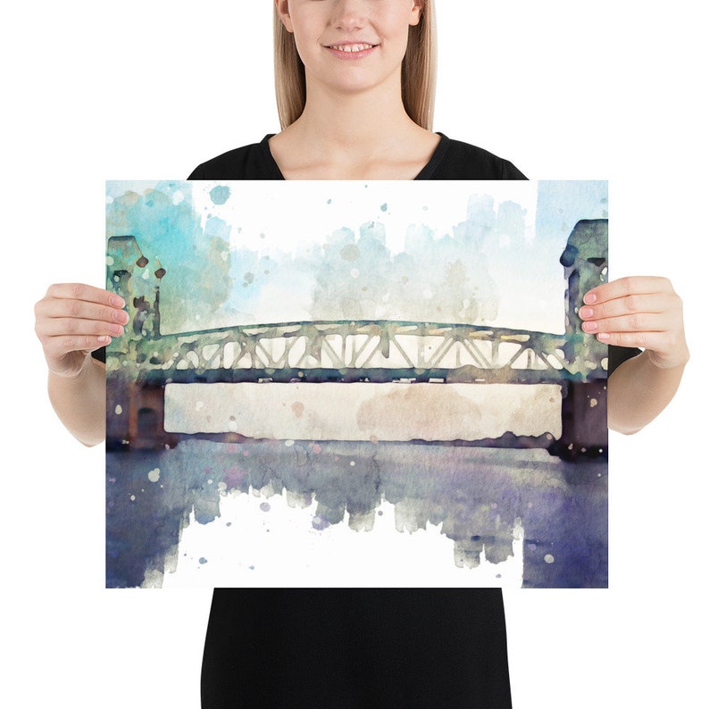 Cape Fear Memorial Bridge Watercolor Art Print image 3