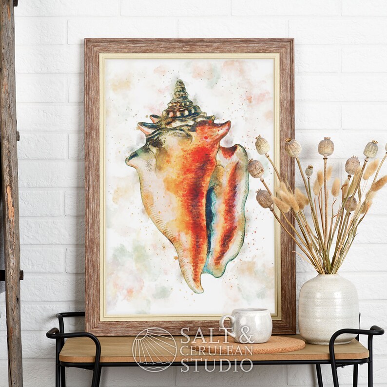 Conch Shell Watercolor Painting Art Print - Etsy