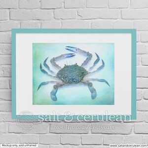 Blue Crab Painting: Coastal Home Decor, Ocean Art