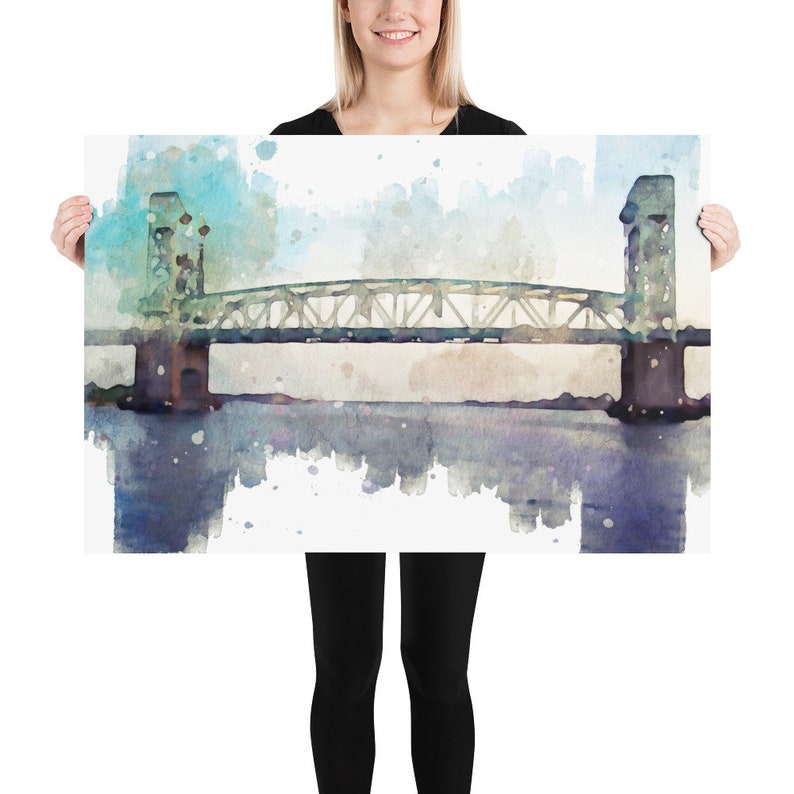 Cape Fear Memorial Bridge Watercolor Art Print image 6