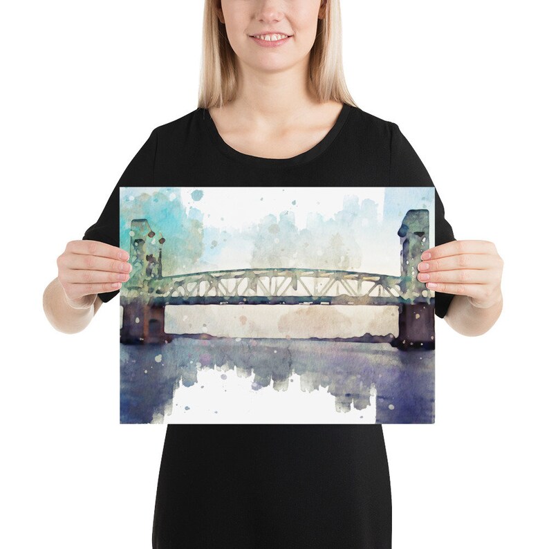 Cape Fear Memorial Bridge Watercolor Art Print image 4