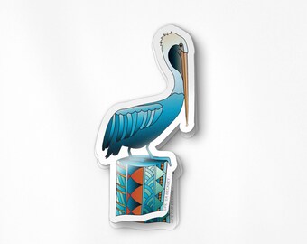 Pelican sticker, cute decals, Coastal, car decal, pelican art